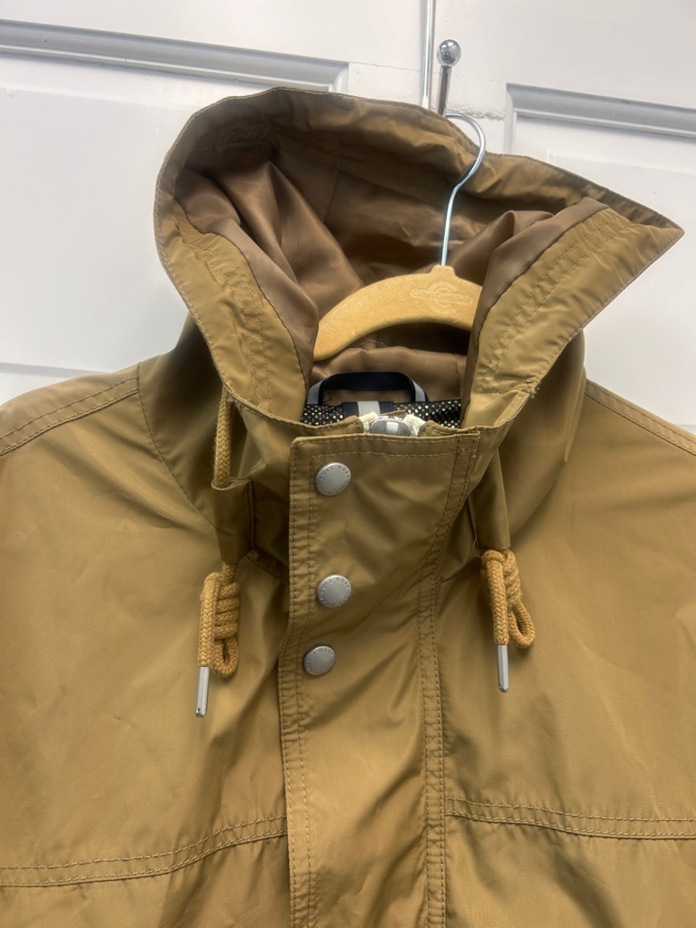 Cole Haan Signature Men’s Khaki Hooded Rain Jacket Size L Lightweight EUC - Picture 10 of 12